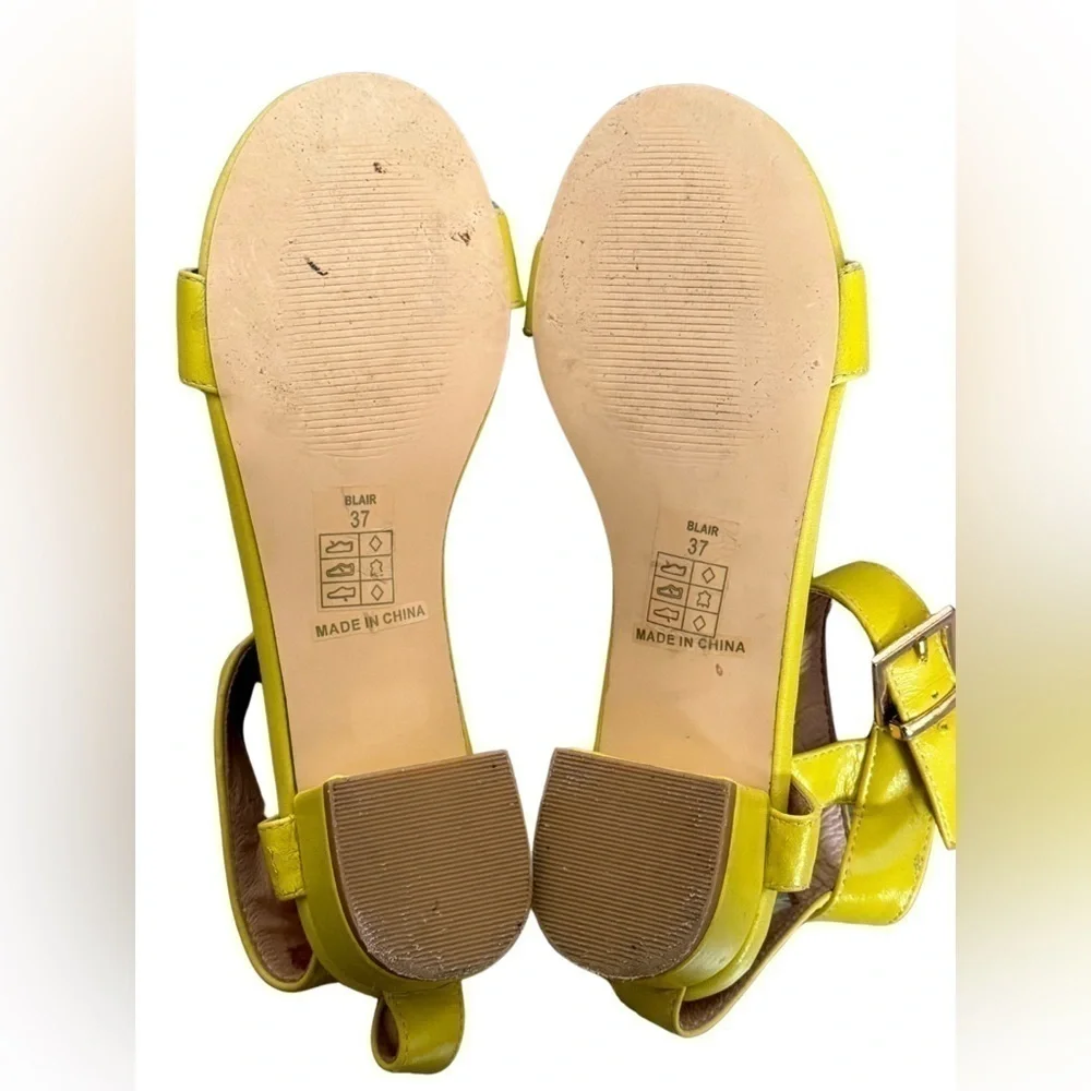 Chelsea Crew Bright Yellow Block Heels with Ankle Strap
